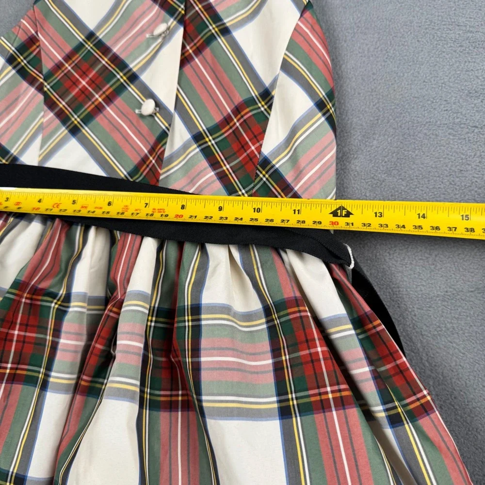 Polo Ralph‎ Lauren Girls Plaid Taffeta Holiday Dress Red Green Size 6 Sash Logo